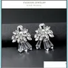 Dangle Chandelier Fashion Crystal Flower Leaf Wedding Earring For Elegant Women Bridal Jewelry Accessories Gift Drop Delivery Earri Ot3G4