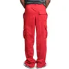 Men's Pants Men Cargo Pockets Sweat Casual Loose Trousers Solid Color Soft For Sports CGU 88