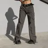 Женские брюки, весенне-летняя винтажная свободная повседневная одежда с широкими штанинами, уличная одежда, женские спортивные штаны, черные 230111