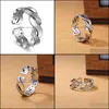 Band Rings S925 Sier Antique Crossed Adjustable Women Jewelry Drop Delivery Otx9A