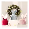 Fête favorise Veet Easter Bunny Bucket Oreilles courtes panier de lapin Dstring Sac de rangement en peluche doux A0111 Drop livraison à la maison Gar Dhimq