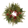 Christmas Decorations Wreath With Artificial Red Leaf Decorative LED Light For Front Door Wall Window Home Farmhouse Decor