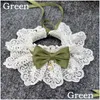 Dog Collars Leashes Cute Lace Pet Collar Ribbon Bowknot Cat Neckerchief With Pearl Pendant Puppy Kitten Bib Necklace Neckwraps Sup Dhfhz