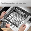 Dish Racks Adjustable Sink Drainers Drain Basket Kitchen Organizer Rustproof Stainless Steel Over Extendable Drying Rack 230111