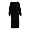 Casual Dresses HLBCBG Elegant Winter Long Sleeve Pullover Midi Dress Thick Warm Christmas Party V Neck Knit Women tröja