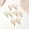 Hoop Earrings Fashion Gold Color Square Pendant White Red Zircon Dangle Drop Earring Friendship For Women Girl Gifts