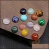 Pierre 10Mm Dos Plat Assortiment Lâche Forme Ronde Cab Cabochons Perles Pour La Fabrication De Bijoux Cristal De Guérison En Gros Drop Delivery Dh2Oi