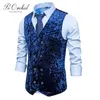 Herenvesten Porchid Royal Blue Vevlet Suit Vest Vintage Vintage zakelijke mouwloze jas bruidegom bruiloft waastiensjurk