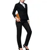 Kvinnors tvåbitar byxor Elegant kostym 2 Set V Neck Casual Business for the Office Tailleur Femme Jacket med