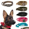 Dog Collars Leashes Military Tactical Collar German Shepard Medium Large For Walking Training Duarable Control Handle Supplies Acc Dh2Cu