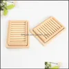 Porte-savons Avec Plateau En Bois Naturel Bambou Boîte Rack Plaque Portable Titulaire Salle De Bains Accessoires Drop Delivery Maison Jardin Bain Dhcsj