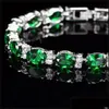 Bangle Simple Ellipse Green Zircon Armband Women Fashion Jewelry Bridal Banquet Ing Charm Lady Gift 20220223 T2 Drop Delivery DH8WS