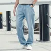 Pantalon Homme Homme Été Mince Lâche Jeans Grande Taille Hip-Hop Pantalon Denim Jambe Large Stretch Droite Bleu