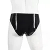 Underpants Plus Size 5XL Men Briefs Sexy Men's Open Penis Pouch U Underwear PVC Low Waist Fashion Cueca Panties