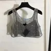 Przycięta damska koszulka trójkątna odznaka Rhinestone Design kamizelka topy INS Fashion Street Style Tanks