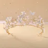 Wedding Hair Jewelry Barok Rose Gold Crystal Motyl Pearls Tiars Bridal Tiary korony Diodem Headpiece Vine Tiara Akcesoria 230113032310