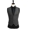 Trajes para hombres Chaleco de traje para hombres Gris oscuro Collar a medida Boda de un solo pecho para hombres Pantalones de chaqueta de esmoquin