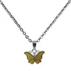 Pendant Necklaces Butterfly Necklace Temperature Control Color Change Stainless Steel Chain Jewellery HSJ88
