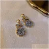 Dangle Chandelier Fashion Jewelry S925 Sier Post Earrings For Women Rounded Zebra Stripe Rhinestone Bowknot Stud Drop Delivery Dhxd4