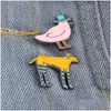 Pins Brooches Cute Potry Cartoon Animal Duck Dog Chickens Brooch Pins Funny Zinc Alloy Enamel For Girls Xmas Gift Badges Bag Shirt Dhlh7