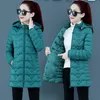Women's Down Parkas más gruesa con capucha chaqueta de invierno coreana algodón suelto delgada madre talla grande sólida calienta larga 6xl 230111