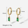 Hoop Earrings Fashion Gold Color Square Pendant White Red Zircon Dangle Drop Earring Friendship For Women Girl Gifts