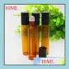 Packing Bottles 1200Pcs/Lot 10Ml Amber Glass Roll On Bottle With Stainless Steel Roller Ball Essential Oils Brown Per Drop Delivery Otlot