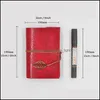 Anteckningar Luxury Pu er Coils Notepad Book Soft Copybook Blank Notebook Retro Leaf Travel Diary Books Kraft Journal Spiral Notebooks D OTFVR