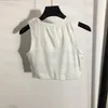 Дизайнерская женская футболка, укороченный вязаный жилет без рукавов, сексуальные повседневные белые черные Tanks304Z
