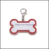 Hundtagg ID -kort tomt sublimering Rostfritt stål Tagknapp Keyring Halsband Pendant Värme Termisk överföring Utskrift Diy Pet ID Smooth Meta Otjkj