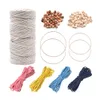 Tissu et couture kit de cordon de coton de macrame bricolage TwistedStringcottoncord avec bâton d'anneau en bois pour pendaison de plante murale de tapisserie 230111