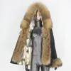 Femmes fourrure Faux CXFS 2023 veste d'hiver femmes court imperméable Parka vrai manteau naturel raton laveur col capuche amovible chaud