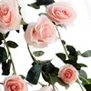 Decorative Flowers 180cm Artificial Rose Flower Ivy Vine Wedding Decor Real Touch Silk String With Leaves For Home Hanging Garland