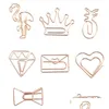 Arkivering av leveranser Rose Gold Crown Flamingo Paper Clips Creative Metal Bokmärke Memo Planner School Office Stationery TQQ Drop Delivery Dhmou