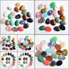 Stone Natural 15x20 mm ovale perles lâches Opale Rose Quartz Tigers Eye Turquoise Cabochons à plat pour collier Anneau Earrrings Bijoux Dhigf