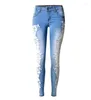 Женские джинсы Женская модная джинсовая джинсовая ткань скинни, кружевные шва в середине вайстого колготки неба, голубые брюки растягиваемые полноценные сексуальные