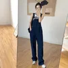 Women's Jeans Y2k Retro Dark Blue Overalls for Korean Fashion Denim Romper Jumpsuit Summer Loose Size High Street Baggy Trousers 230111