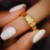 Cluster Rings Retro Diamond Ring Male Female Couple Fashion 18K Solid Yellow Really Gold Jewelry(AU750) Trendy Belt Buckle Drawing Process