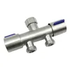 Torneiras de pia do banheiro 304 Adaptador de desviador de aço inoxidável Adaptador Dunes Dual Splitter Tap Splitter Double Use Conector Bibcock para piscina