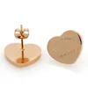 Luxury earings designer Studs T gold heart earring women rose Stud couple Stainless steel 10mm 14mm jewelry gifts woman Accessories