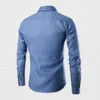 Men's Casual Shirts Jeans Formal Denim Breathable Lapels Long Sleeve Tops For Commercial Stages