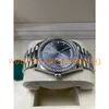 Orologio da uomo 41 mm quadrante grigio luminoso Daydate lunetta con diamanti cassa in acciaio inossidabile argento 228238 meccanico automatico da uomo di alta qualità