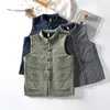 Heren Vesten Vintage Chinese Stijl Ronde Gesp Vest Mannen Winter Effen Kleur Dikke Multi pocket Casual Vest Warm Vest 230111