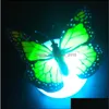 Adesivi a parete LED 3D Butterfly Night Light Light Light decalcomania Decorazione Sticker decorazione casa Destina di scrivania Disput Drop Delivery Garden Otthy