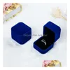 Jewelry Boxes 11 Colors 55X50X4M Veet Gift For Rings Wedding Engagement Couple Packaging Square Show Case Box Drop Delivery Display Dhxrf