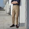 Erkekler Moda Erkekler Sıradan Takım Pantolon Düz Renk Retro İş Pantolonları Gelinlik Erkek İtalyan Tarz Giysileri B64