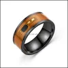 Band Rings Mens Stainless Steel Dragon Inlay Red Green Black Carbon Fiber Ring Wedding Jewelry Drop Delivery Dh0Rb