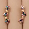 Backs Earrings Trendy Clip Blue Cubic Zirconia Gold Plated Coppe Flower Star Earring For Women Fashion Jewelry Accessories Wedding