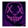 Party Masks 3Pcs Halloween Horror Mask Led Glowing Purge Election Mascara Costume Dj Light Up Glow In Dark 10 Colors Drop Delivery H Dhgpy
