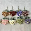 装飾的な花人工花シルクの富dewロータスブーケウェディング花嫁花柄シミュレーションピンクロータスホームベッドルームの装飾